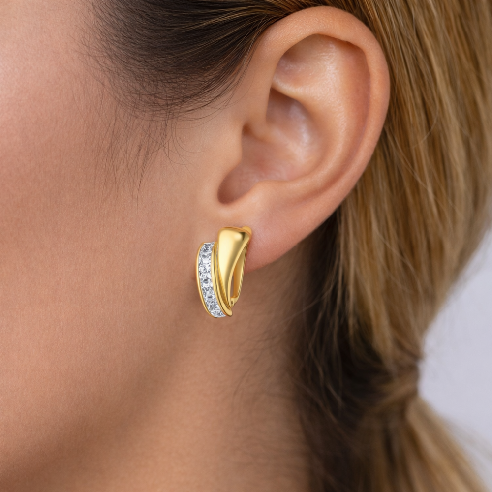 BRINCOS EM OURO 9K 375% C/ ZIRCONIAS