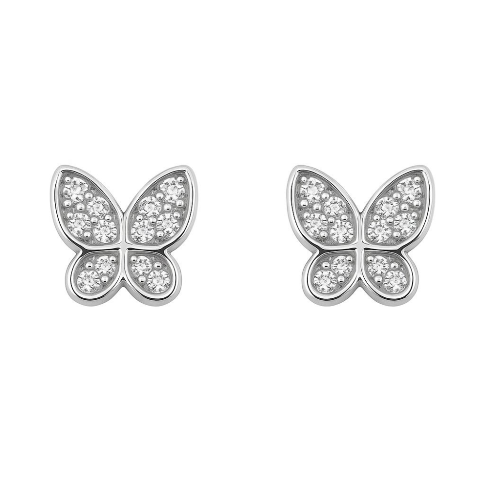 BRINCOS EM PRATA 925 COM ZIRCONIAS BORBOLETA