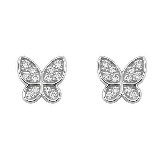 BRINCOS EM PRATA 925 COM ZIRCONIAS BORBOLETA