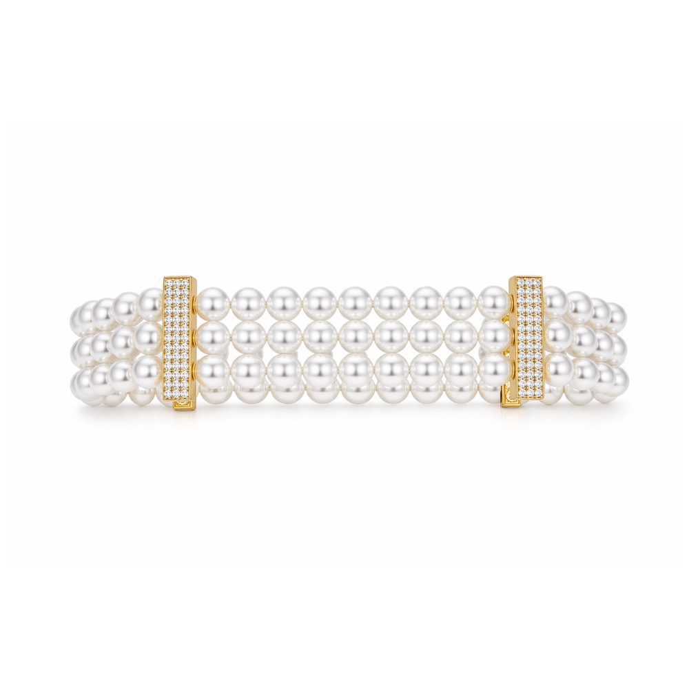 PULSEIRA EM PRATA 925 DE 3 VOLTAS  COM ZIRCONIAS