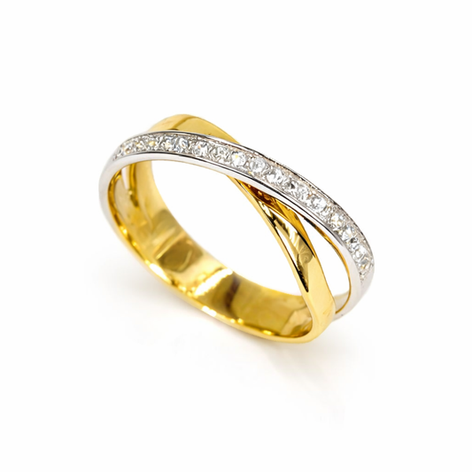 ANEL EM OURO 19,2K C/ ZIRCONIAS