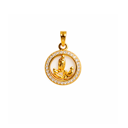 MEDALHA EM OURO 19,2K C/ ZIRCONIAS