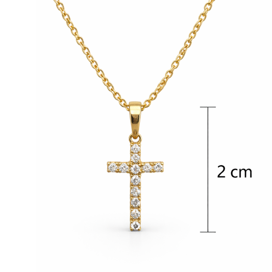 CRUZ EM OURO 19,2K C/ ZIRCONIAS