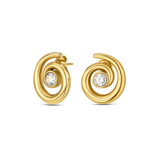 BRINCOS ONE SENHORA CHESS SPIRAL GOLD