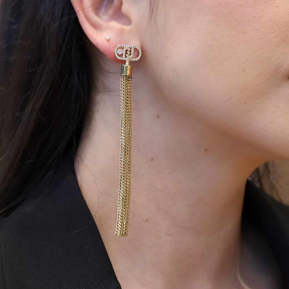 BRINCOS LIU JO EM AÇO COM CRISTAIS LJ2648