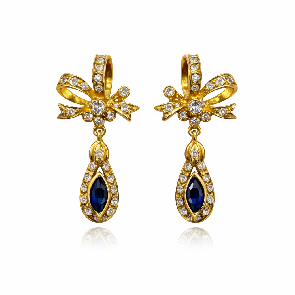 BRINCOS EM OURO 19,2K C/ ZIRCONIAS