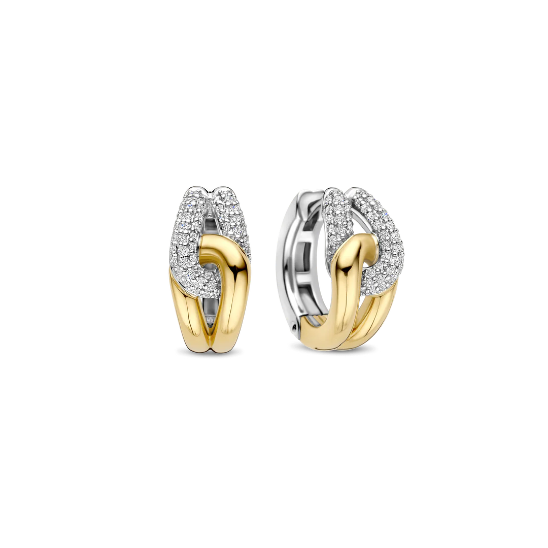 ARGOLAS TI SENTO EM PRATA 925% BICOLOR COM ZIRCÓNIAS