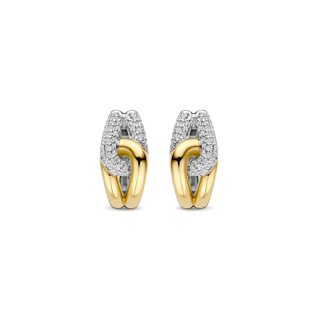 ARGOLAS TI SENTO EM PRATA 925% BICOLOR COM ZIRCÓNIAS