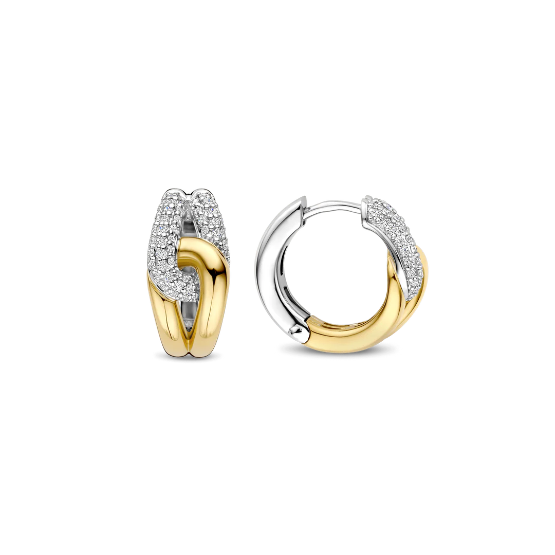 ARGOLAS TI SENTO EM PRATA 925% BICOLOR COM ZIRCÓNIAS