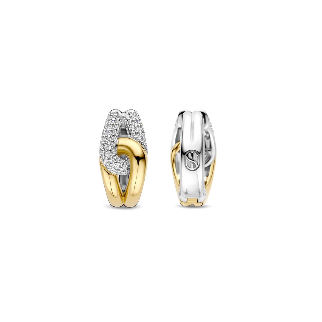 ARGOLAS TI SENTO EM PRATA 925% BICOLOR COM ZIRCÓNIAS