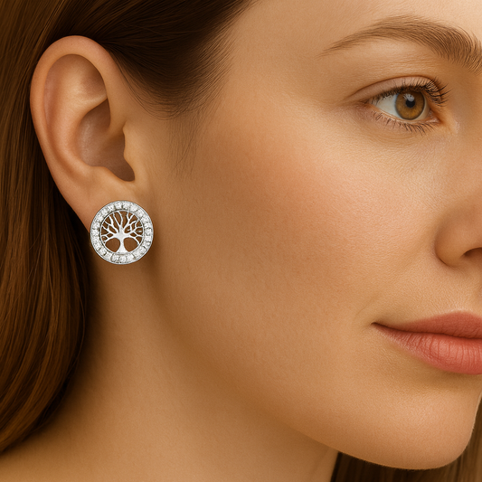 BRINCO ARVORE DA VIDA EM PRATA 925 COM ZIRCONIAS