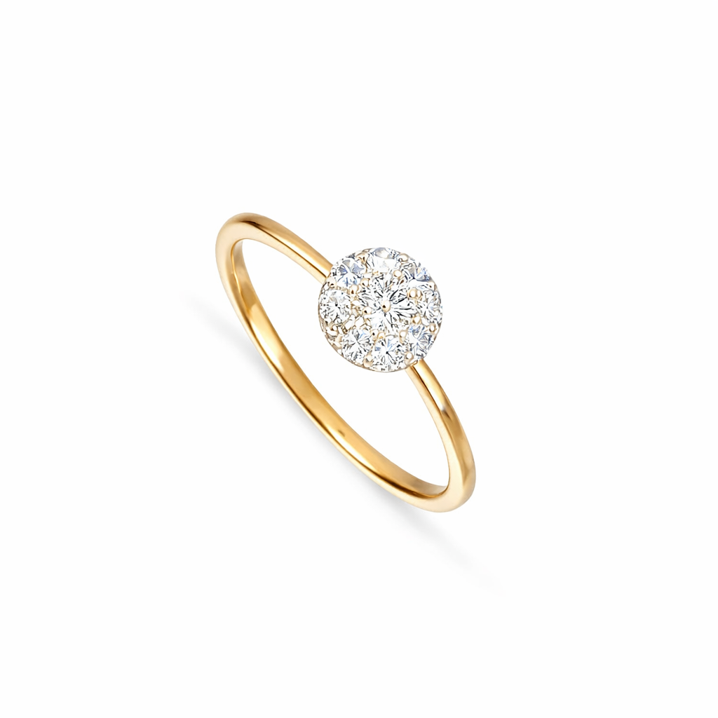 Anel Romantis em Ouro 19,2k Diamante Central 0,10cts 8 Diamantes 0,24cts