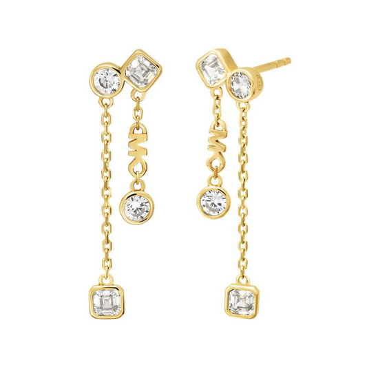 BRINCOS MICHAEL KORS EM PRATA 925% DOURADA COM ZIRCÓNIAS
