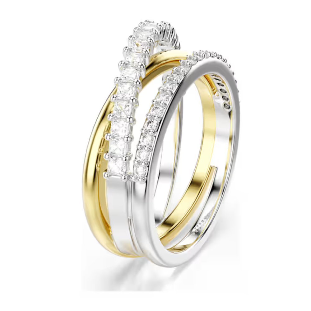 Anel Swarovski Hyperbola ring, Mixed cuts, White, Mixed metal finish 55