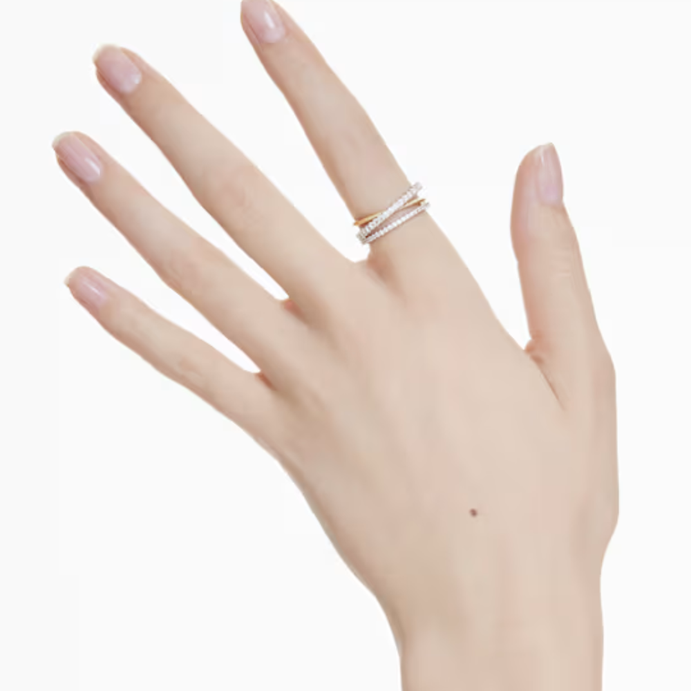 Anel Swarovski Hyperbola ring, Mixed cuts, White, Mixed metal finish 55