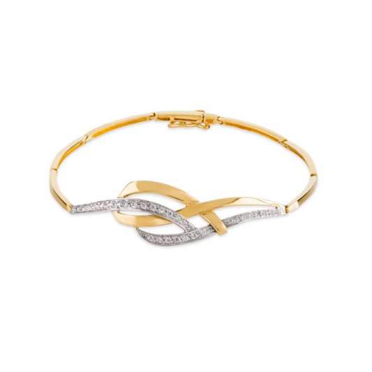 pulseira ouro 19.2k com centro em zircônias