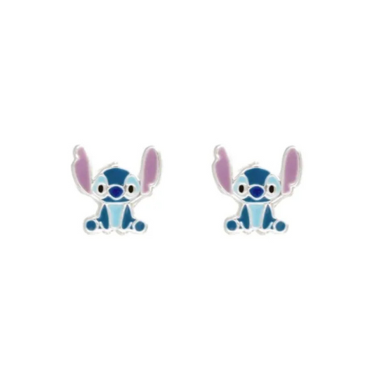 BRINCOS DISNEY STITCH EM PRATA 925COM ESMALTE DE COR