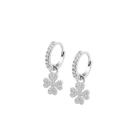 ARGOLAS LOTUS EM PRATA 925% TREVO COM ZIRCÓNIAS