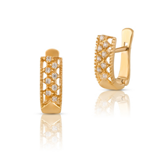 BRINCOS EM OURO 19.2K COM ZIRCÓNIAS