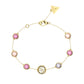 PULSEIRA GUESS PETRA EM AÇO DOURADO COM ZIRCÓNIAS ROSA