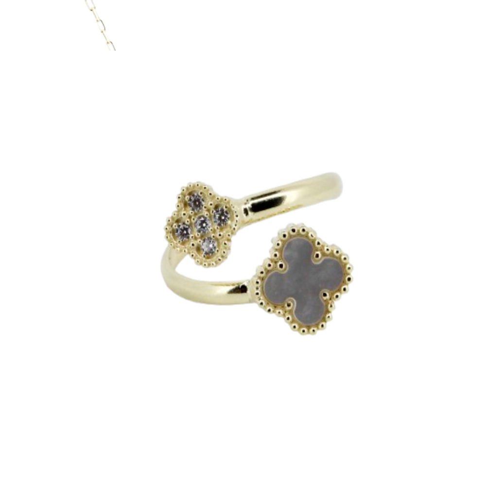 ANEL EM PRATA 925 DOURADA COM PEDRA MADREPÉROLA GOFREY