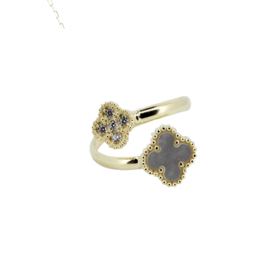 ANEL EM PRATA 925 DOURADA COM PEDRA MADREPÉROLA GOFREY