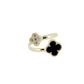 ANEL EM PRATA 925 DOURADO ZIRCÃO PEDRA PRETA GOFREY