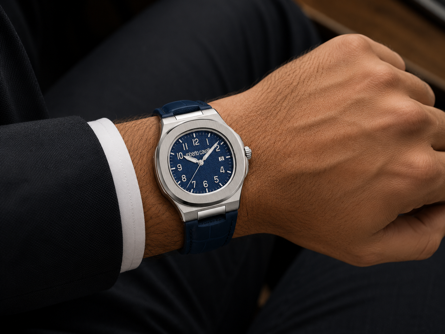 RELOGIO ROBERTO CAVALLI IMPETO BRAC. AZUL MSTR. AZUL 39,3H