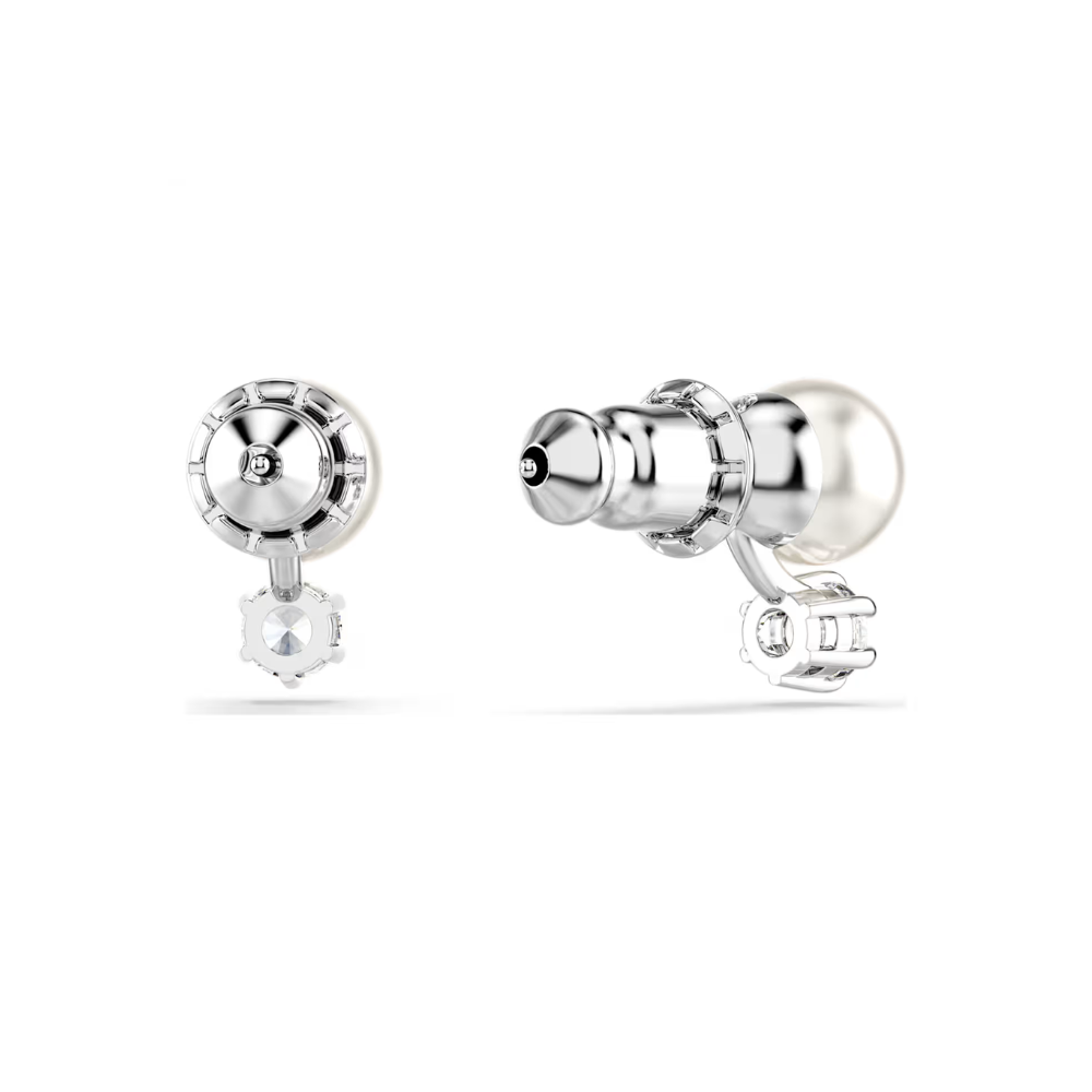 Brincos Swarovski stud Matrix, Crystal Pearl, Lapidação redonda, Branco, Lacado a ródio