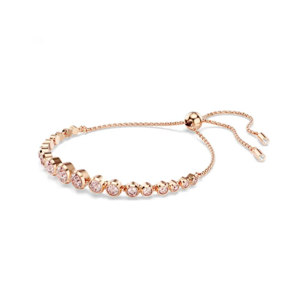 Pulseira Swarovski Tennis Imber Lapidações redondas mistas, Rosa, Lacado a rosa dourado