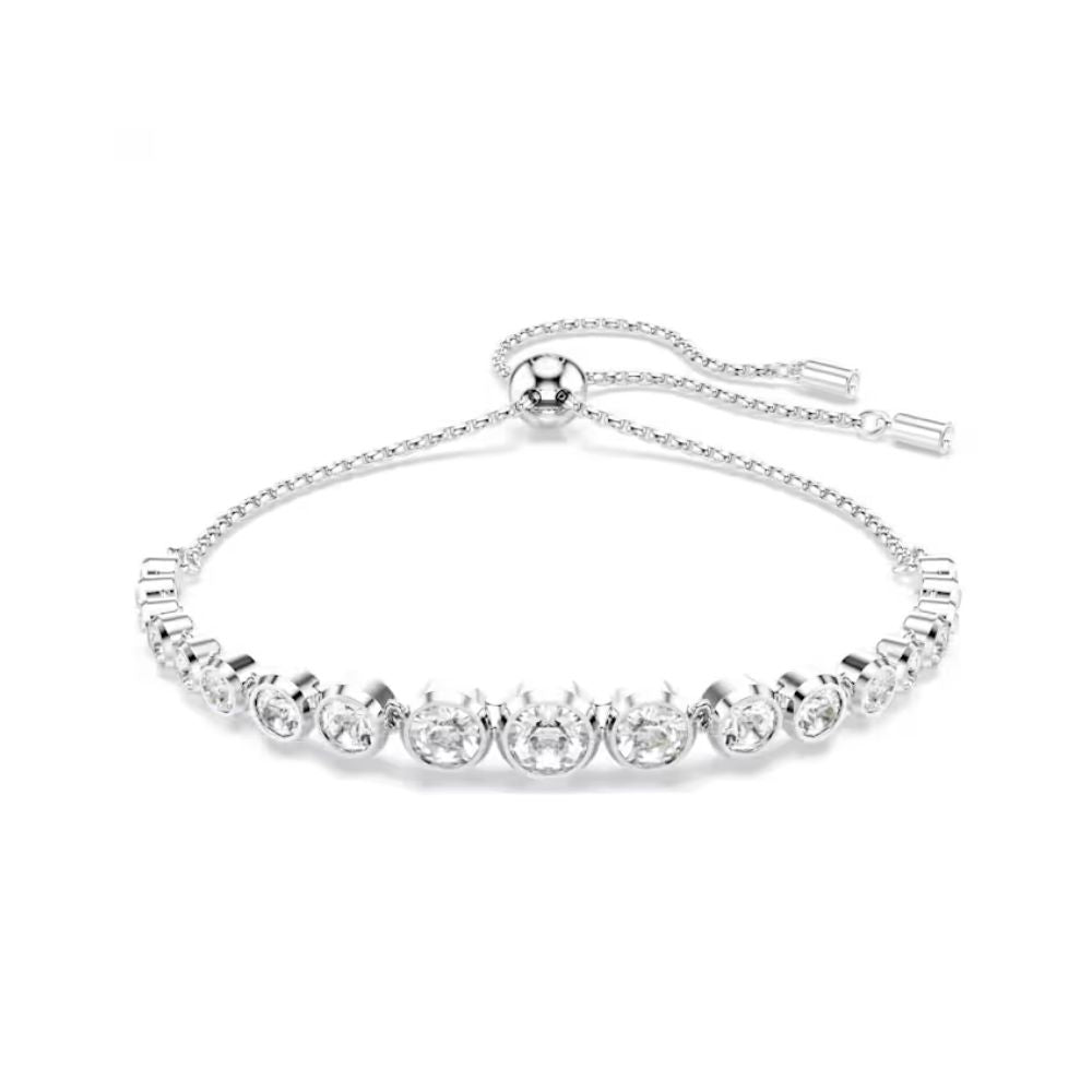 Pulseira Swarovski Tennis Imber Lapidações redondas mistas, Branca, Lacado a ródio