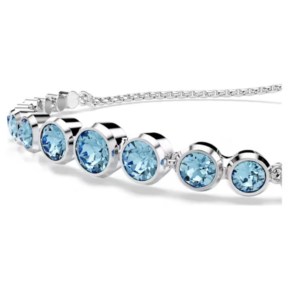 Pulseira Swarovski Tennis Imber Lapidações redondas mistas, Azul, Lacado a ródio