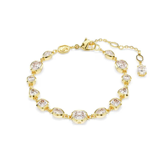 Pulseira Swarovski Tennis Imber Combinação de lapidações, Branca, Lacado a dourado