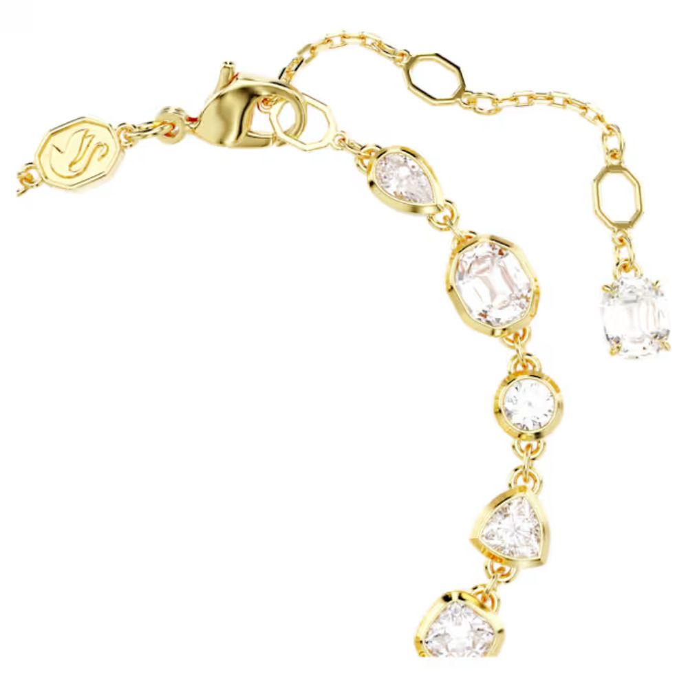 Pulseira Swarovski Tennis Imber Combinação de lapidações, Branca, Lacado a dourado