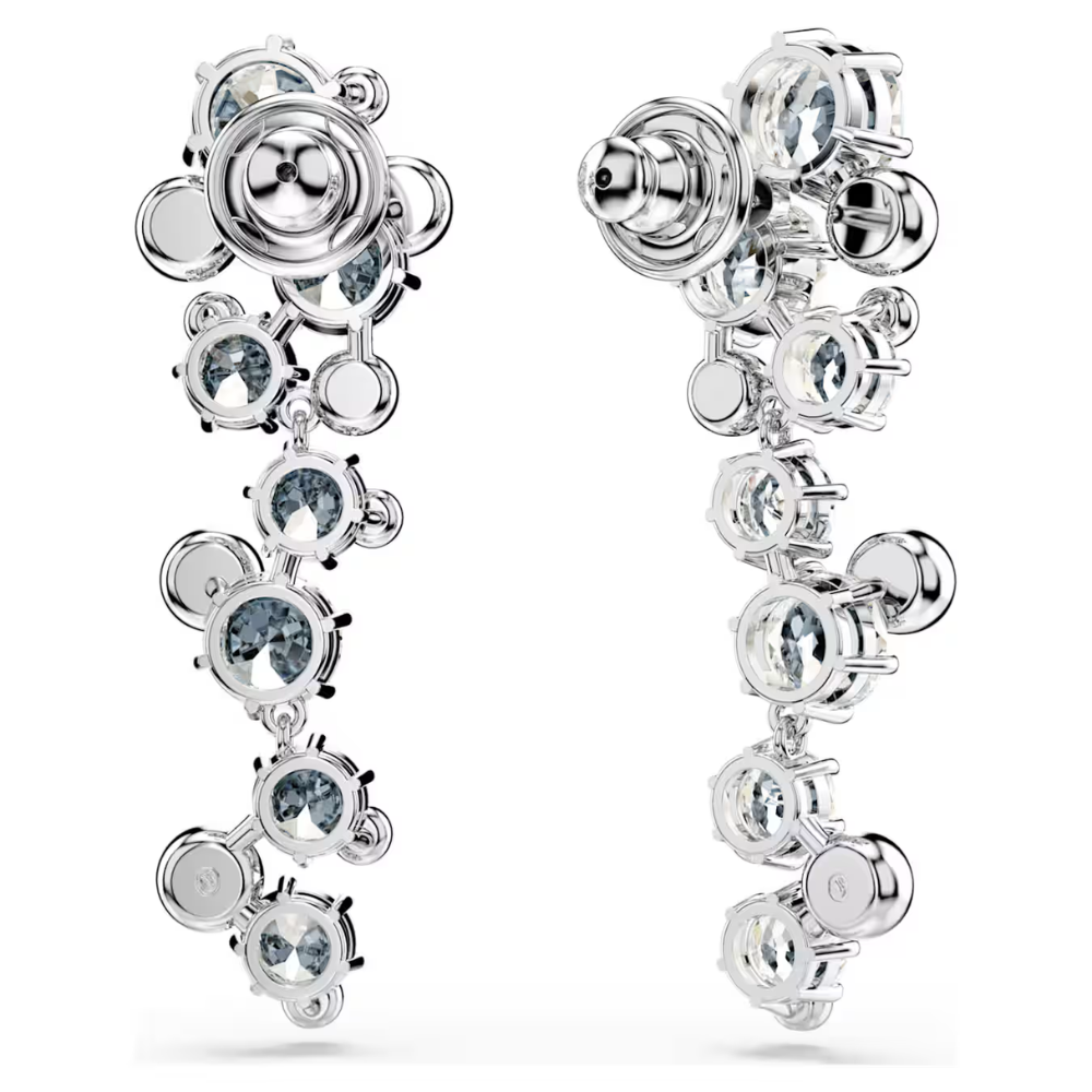 Brincos  Swarovski Constella drop earrings, Mixed cuts, White, Rhodium plated