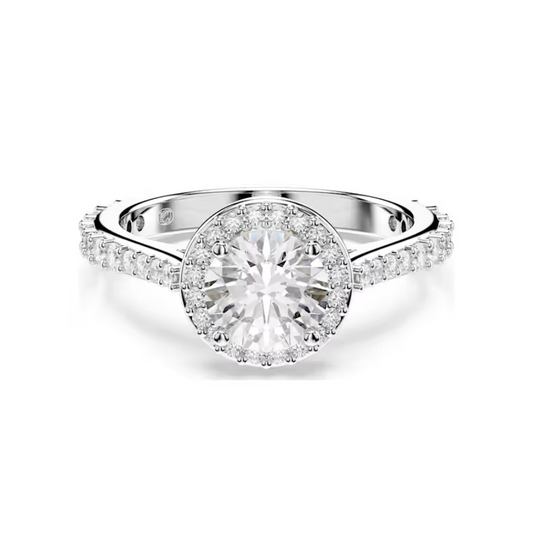 Anel Swarovski Una Angelic ring, Round cut, White, Silver-tone finish
55