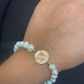 PULSEIRA EM PRATA 925 COM PEROLAS E PEDRA ROSA