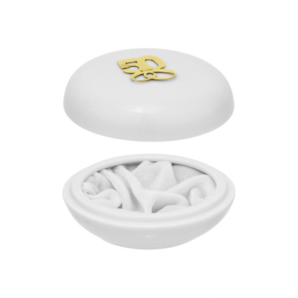 CAIXA 50 ANOS DOURADO PORCELANA