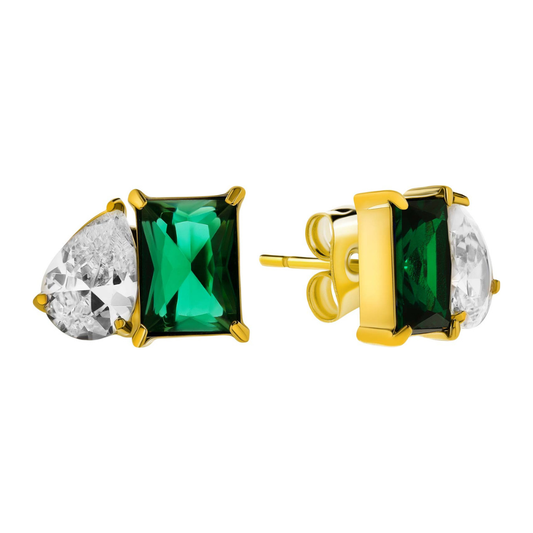 BRINCOS LIU JO EM AÇO COM CRISTAIS DE COR VERDE LJ2559