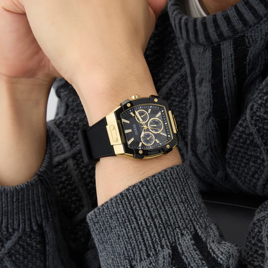 RELÓGIO GUESS HOMEM PHOENIX PRETO E DOURADO