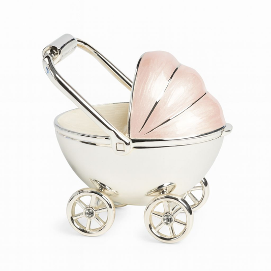 CAIXA CARRINHO DE BEBÉ ROSA  SILVER PLATED