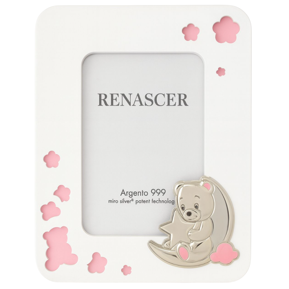 MOLDURA EM MADEIRA URSO ROSA  13X18