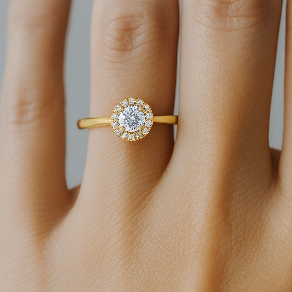 Solitário Carlton Jewellery Halo Ouro 18k com Diamantes