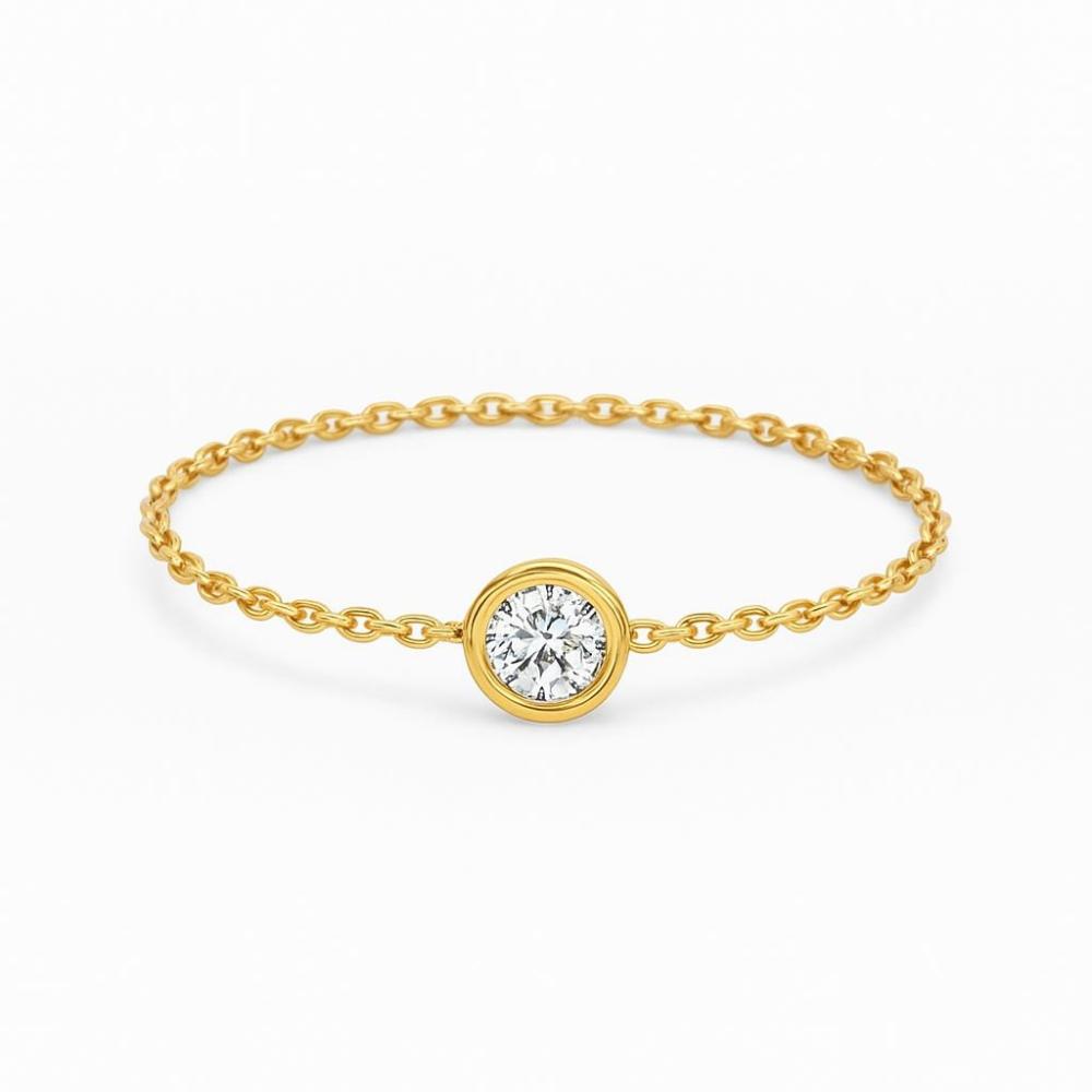 ANEL EM OURO 19,2K C/ 1 DIAMANTE 0,05CT