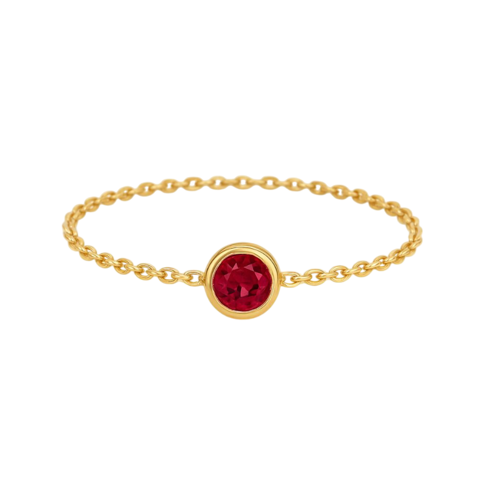 ANEL EM OURO 19,2K C / RUBI 0,05CT