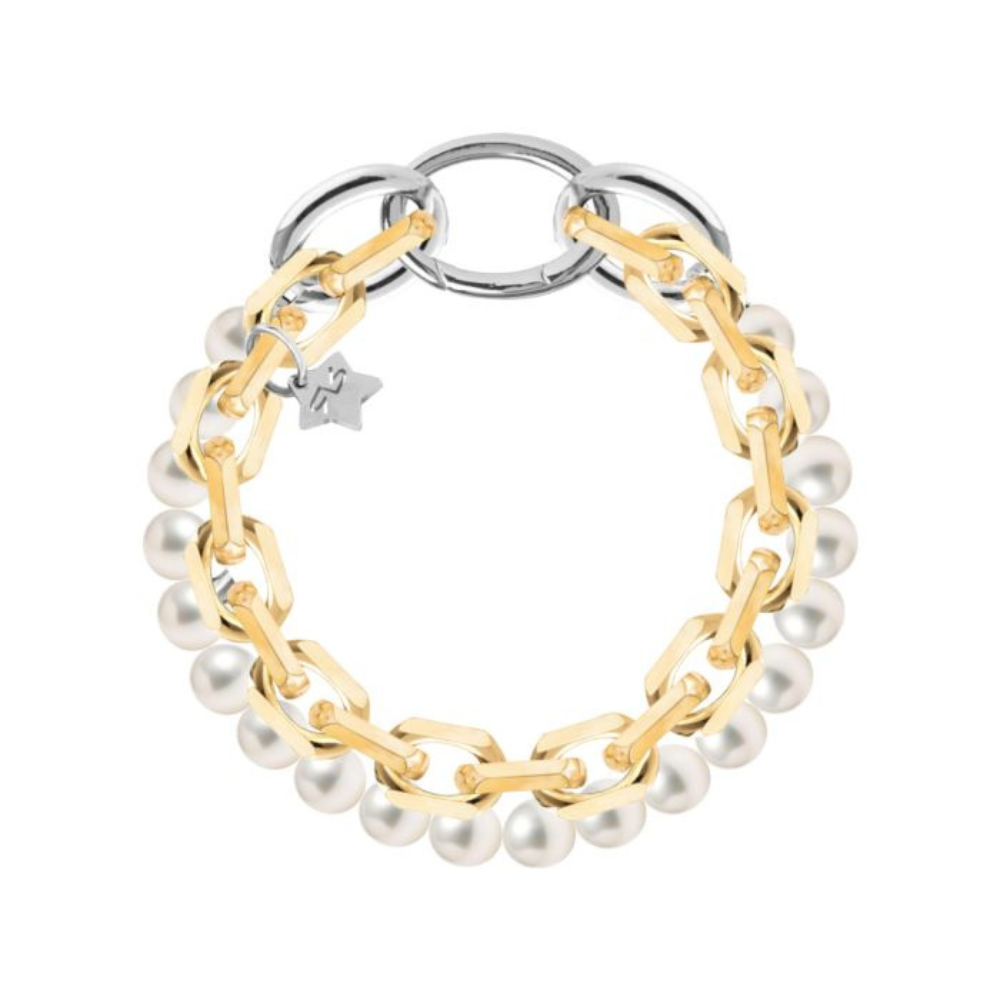 PULSEIRA REBECCA DIVA AL. COM BANHO DE OURO 24K E PEROLAS