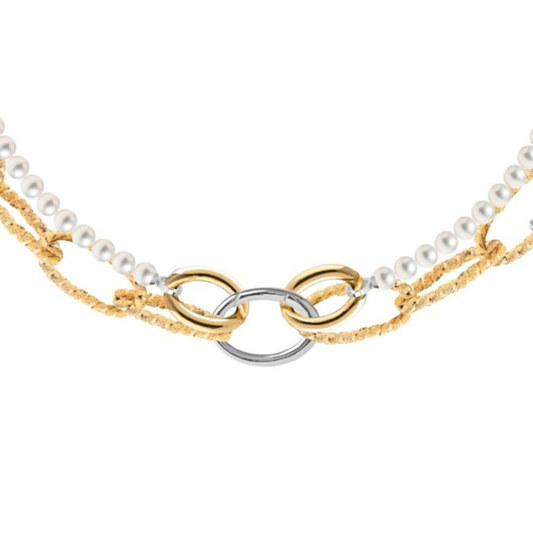 COLAR  REBECCA DIVA AL. COM BANHO DE OURO 24K E PEROLAS