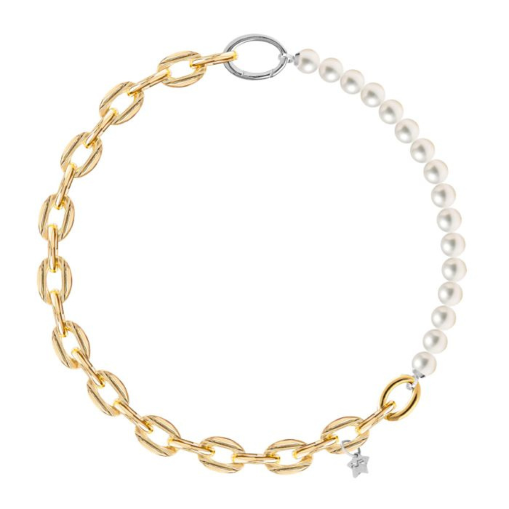 COLAR  REBECCA DIVA AL. COM BANHO DE OURO 24K E PEROLAS