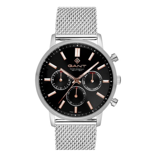 RELÓGIO GANT EASTHILL DAY DATE PRETO MILANESA PRATEADO