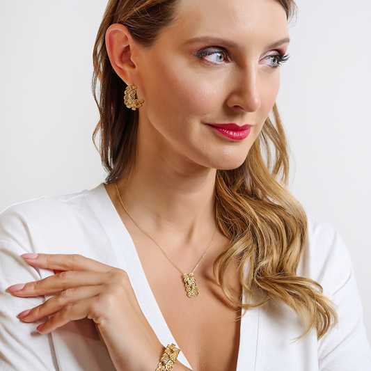 BRINCOS EUGÉNIO CAMPOS EM PRATA 925% DOURADA COM ZIRCÓNIAS